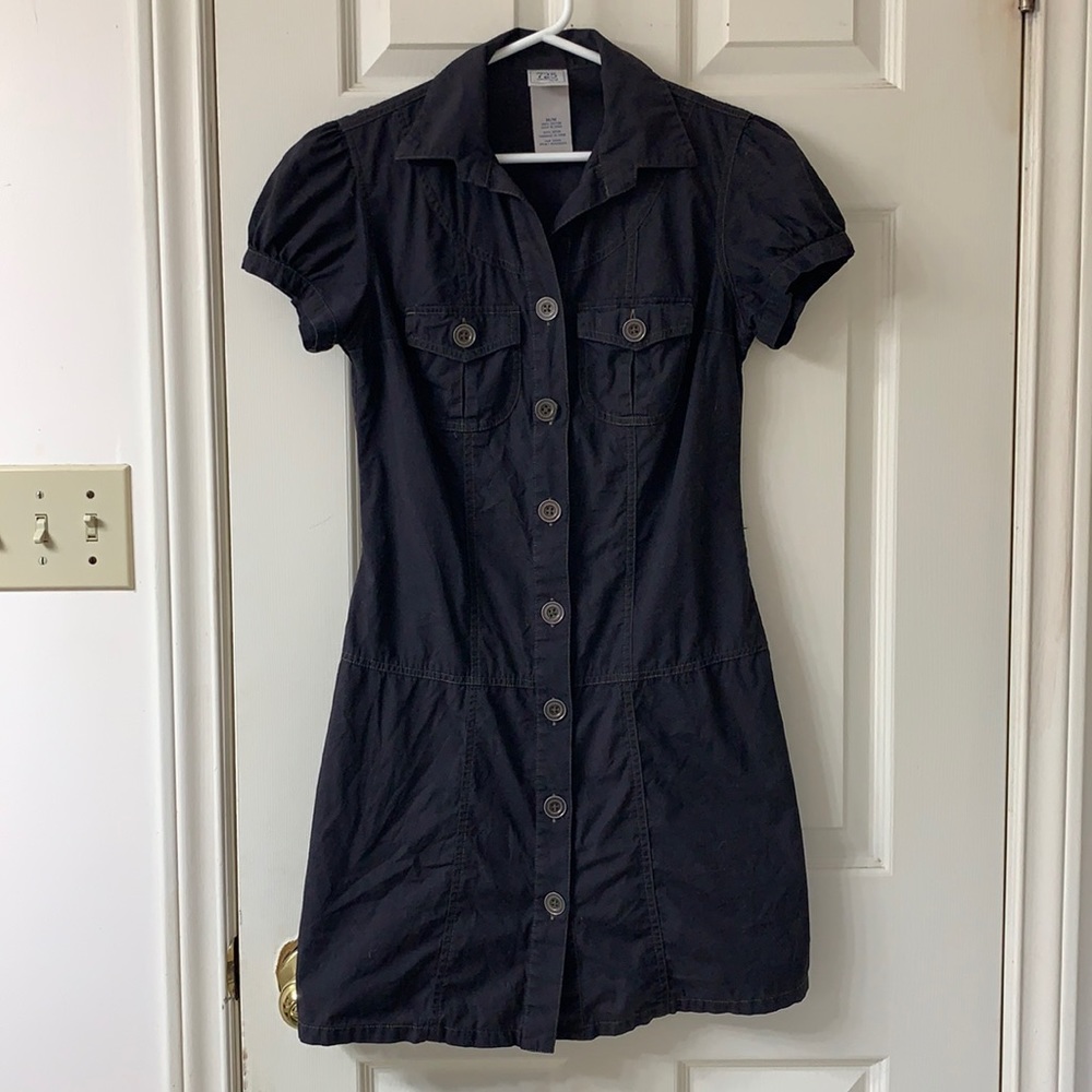 🌷3 for $25🌷725 Originals, US L, Dark Grey Cap Sleeved Button Down Shirt Dress